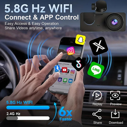 Dash Cam 2/3 Channel Car Black Box WiFi DVR HD 1080P