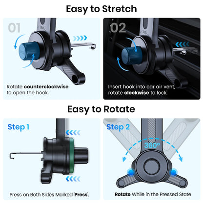 TOPK Car Phone Holder Stand, Extended Arm 3-Point Support