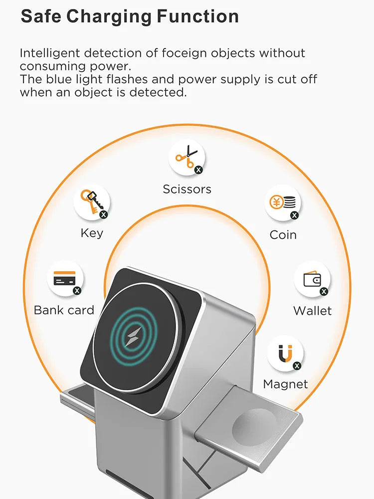 New Qi2 3 in 1 Touch Button Rotating Magnetic Wireless Charger