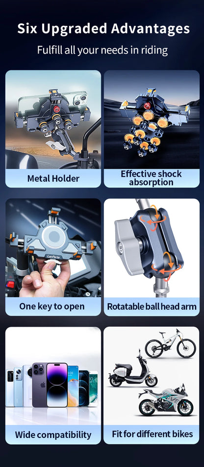 Universal  Motorcycle Phone Holder Alloy Anti-Shake 360° Adjustable