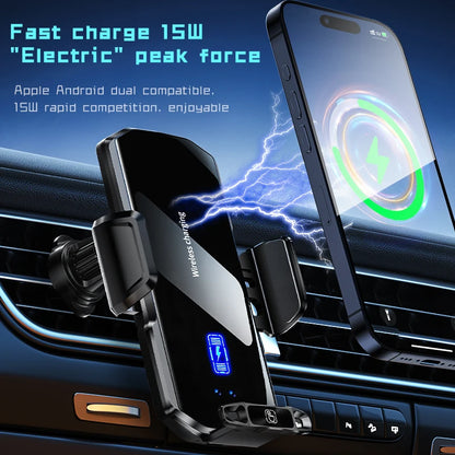 Wireless Car Phone Holder Stand 15W Fast Charge Touch Control