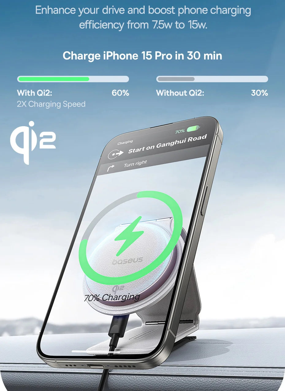 Baseus Car Phone Holder for iPhone 12-16 Wireless Charger