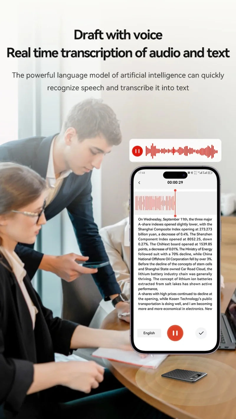 AI Voice Recorder with Display Screen 8-256GB Intelligent Note