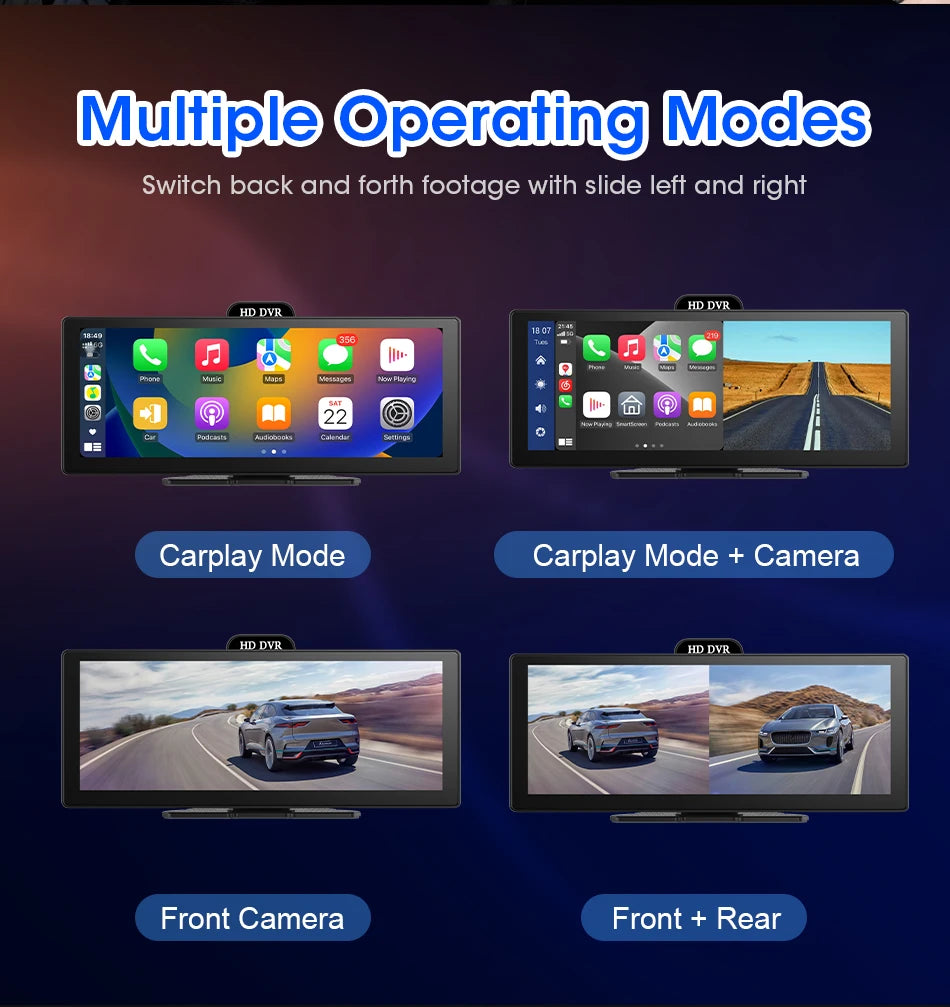 10/11.26 Inch 4K DVR Wireless CarPlay & Android Auto Dash Cam