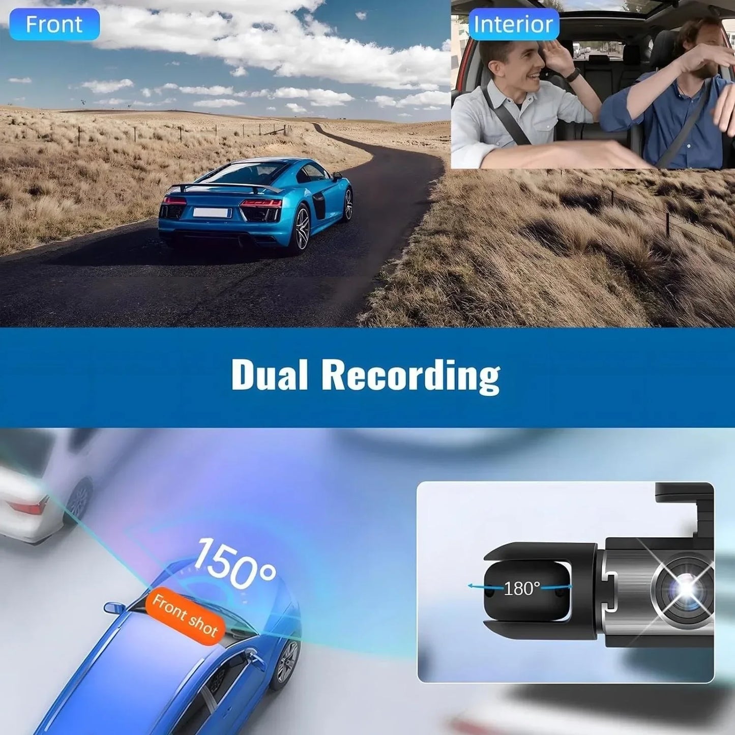 1080P HD Front Rear Dashcam 1 Count Dash Camera for Car