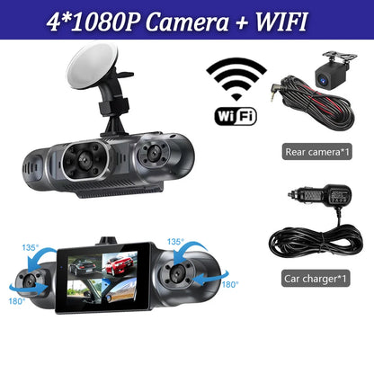 360 Degree Car DVR 4*1080P Video Recorder WIFI GPS Dash Cam