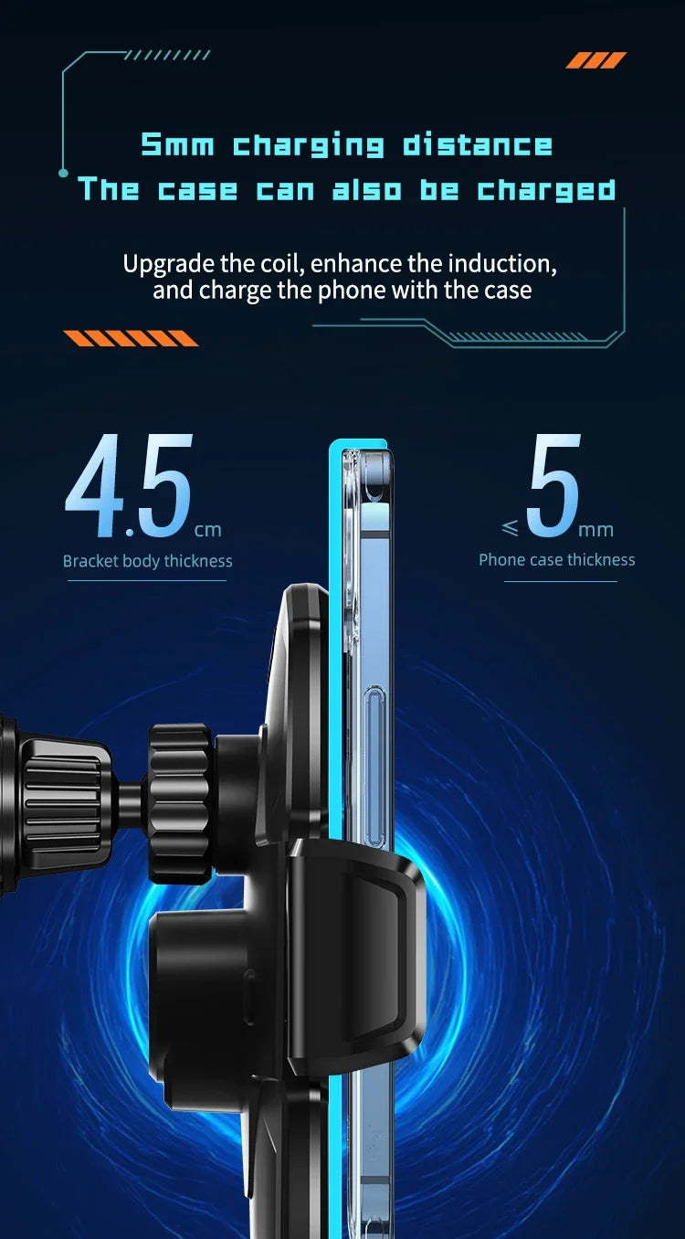 Wireless Car Air Vent Phone Holder 15W Fast Charging