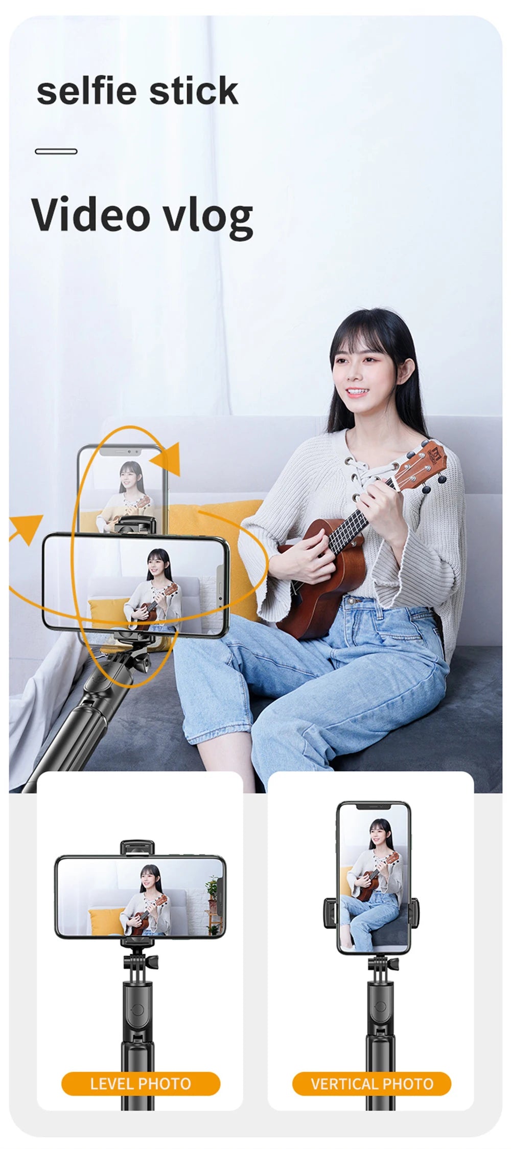 New Wireless Bluetooth Selfie Stick Mobile Phone Holder