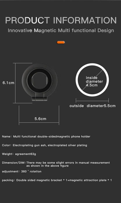 For MagSafe Double Sided Magnetic Phone Ring Holder