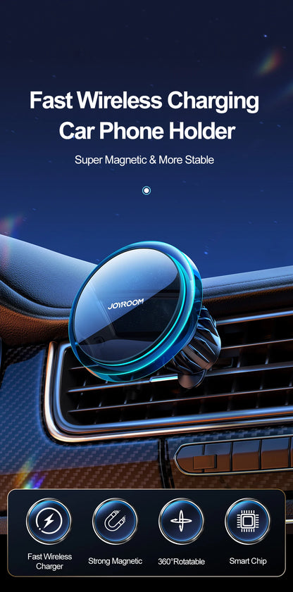 Car Phone Holder Magnetic Wireless Charger With Blue Light