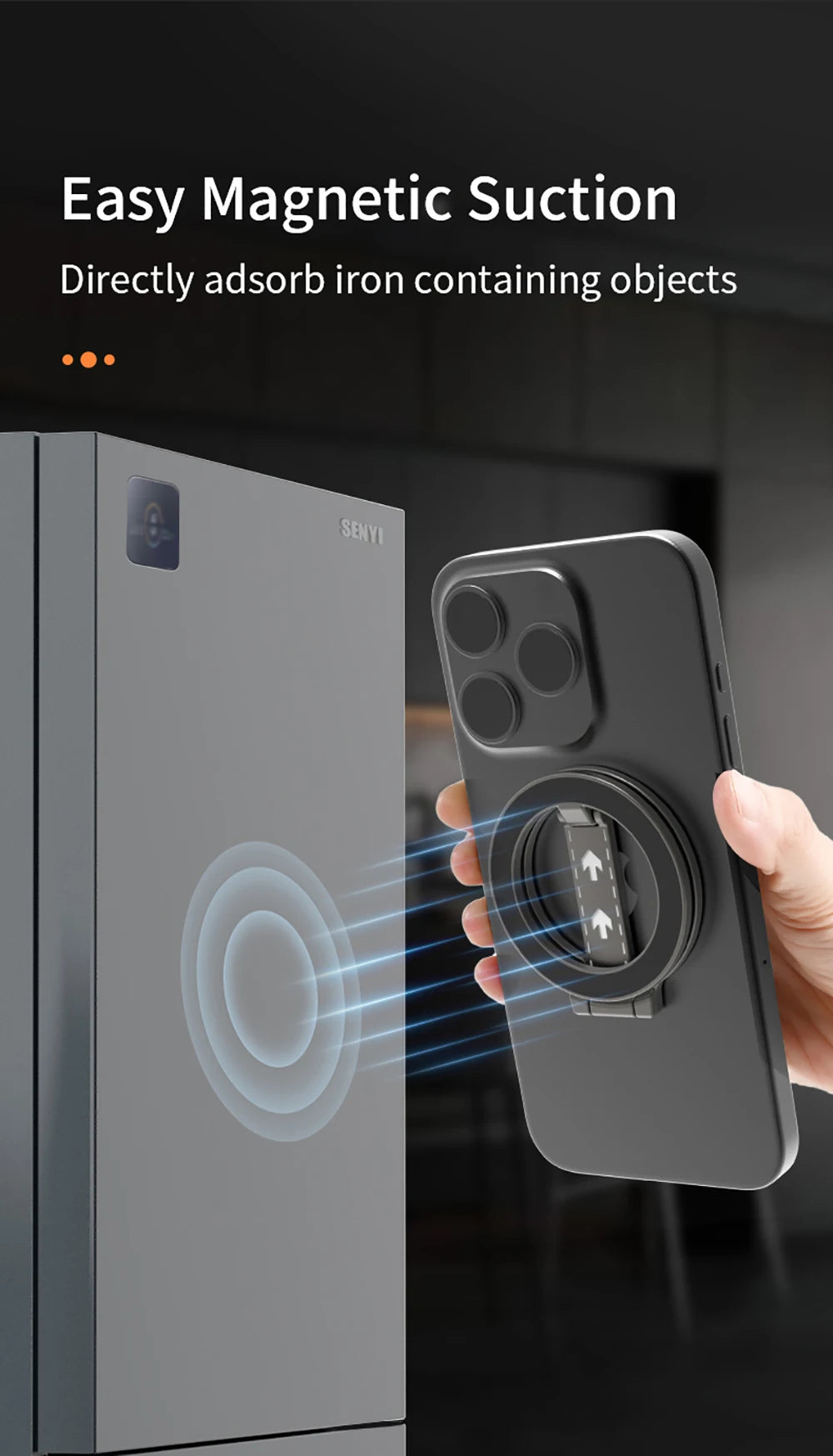 Double-Sided Magnetic Attraction Cell Phone Circular Holder