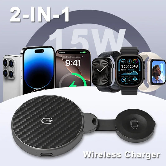 2 in 1 Wireless Charging Station Fast Magnetic Foldable