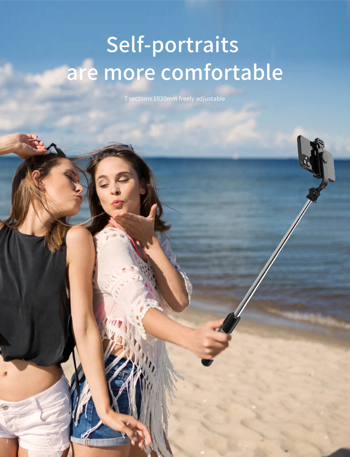 Q02 Foldable Tripod Selfie Stick Wireless Bluetooth