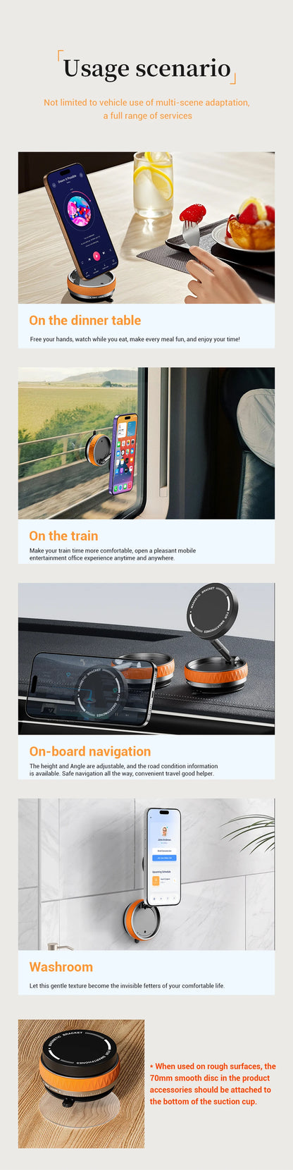 360° Magnetic Vacuum Suction Phone Holder | Dual 180° Adjustable