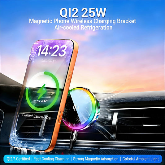 25W Magnetic Car Mount Charger Suction Cup Phone Mount