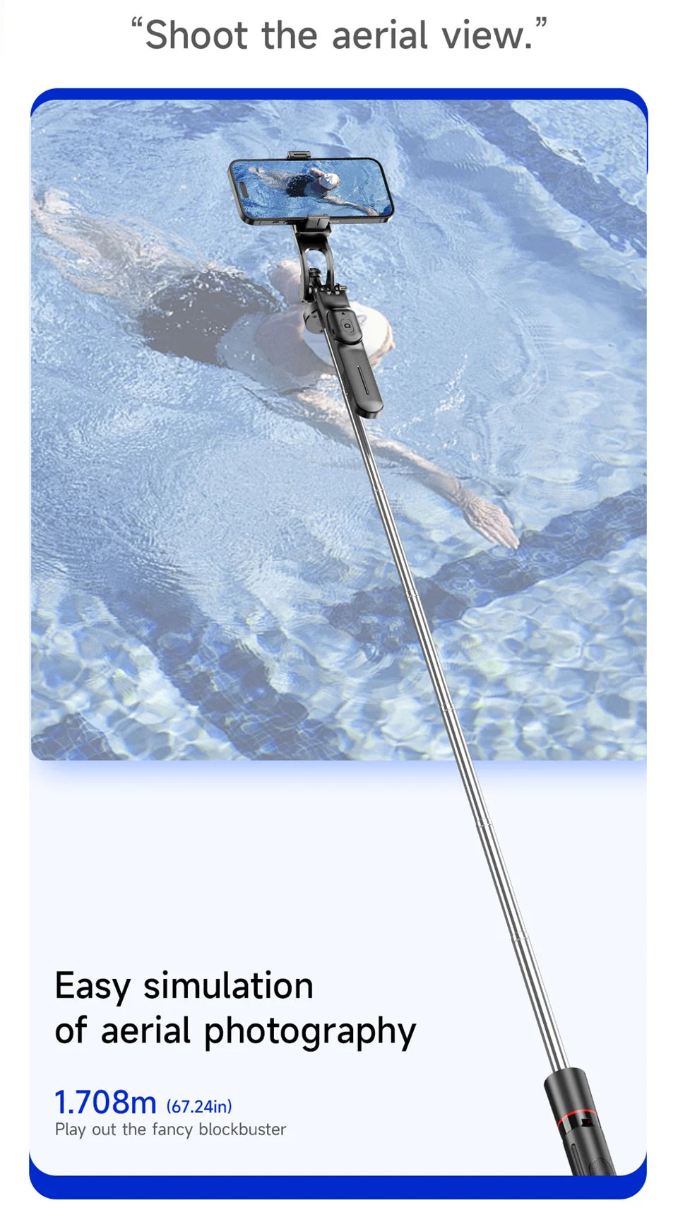 Selfie Stick Tripod with 1708mm Long Monopod Fill Light
