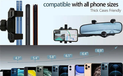 360° Car Rearview Mirror Phone Holder for Car Mount Stand