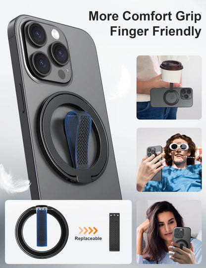 Magnetic Ring Phone Holder with Silicone Cord