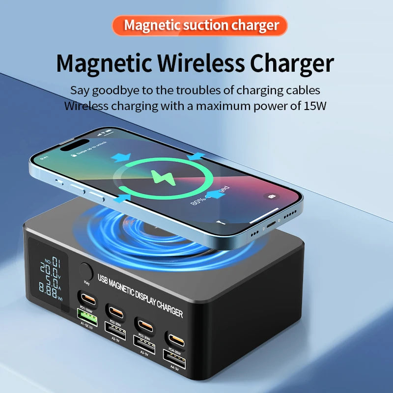 220W GaN USB Type C Fast Charger Portable Charging Station Charger