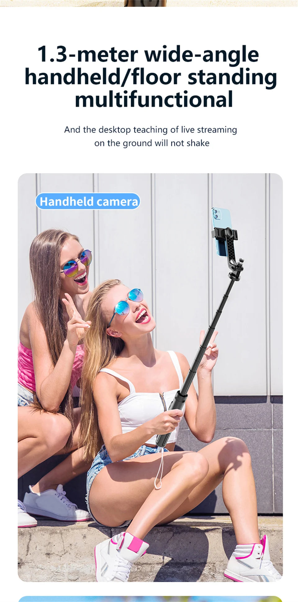130cm Long Selfie Stick Tripod Extendable Wireless Bluetooth