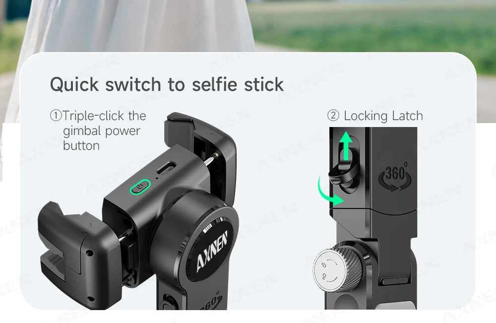 AXNEN AI Desktop Gimbal Tripod Extendable Selfie Stick