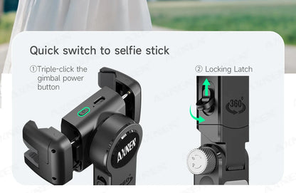 AXNEN AI Desktop Gimbal Tripod Extendable Selfie Stick