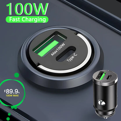 100W Mini Car Charger Lighter Fast Charging Phone Charger