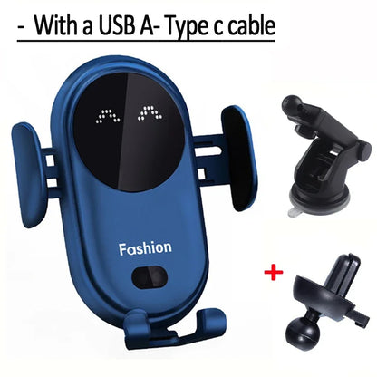 Fashion Qi Fast Wireless Charger Car Phone Holder Smart  Sensor