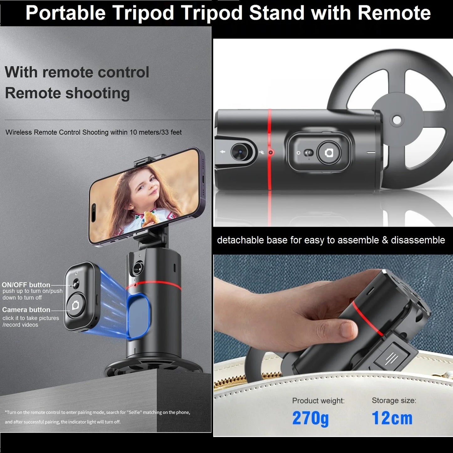 Auto Face Tracking Tripod 360° Rotation Smart Auto Tracking