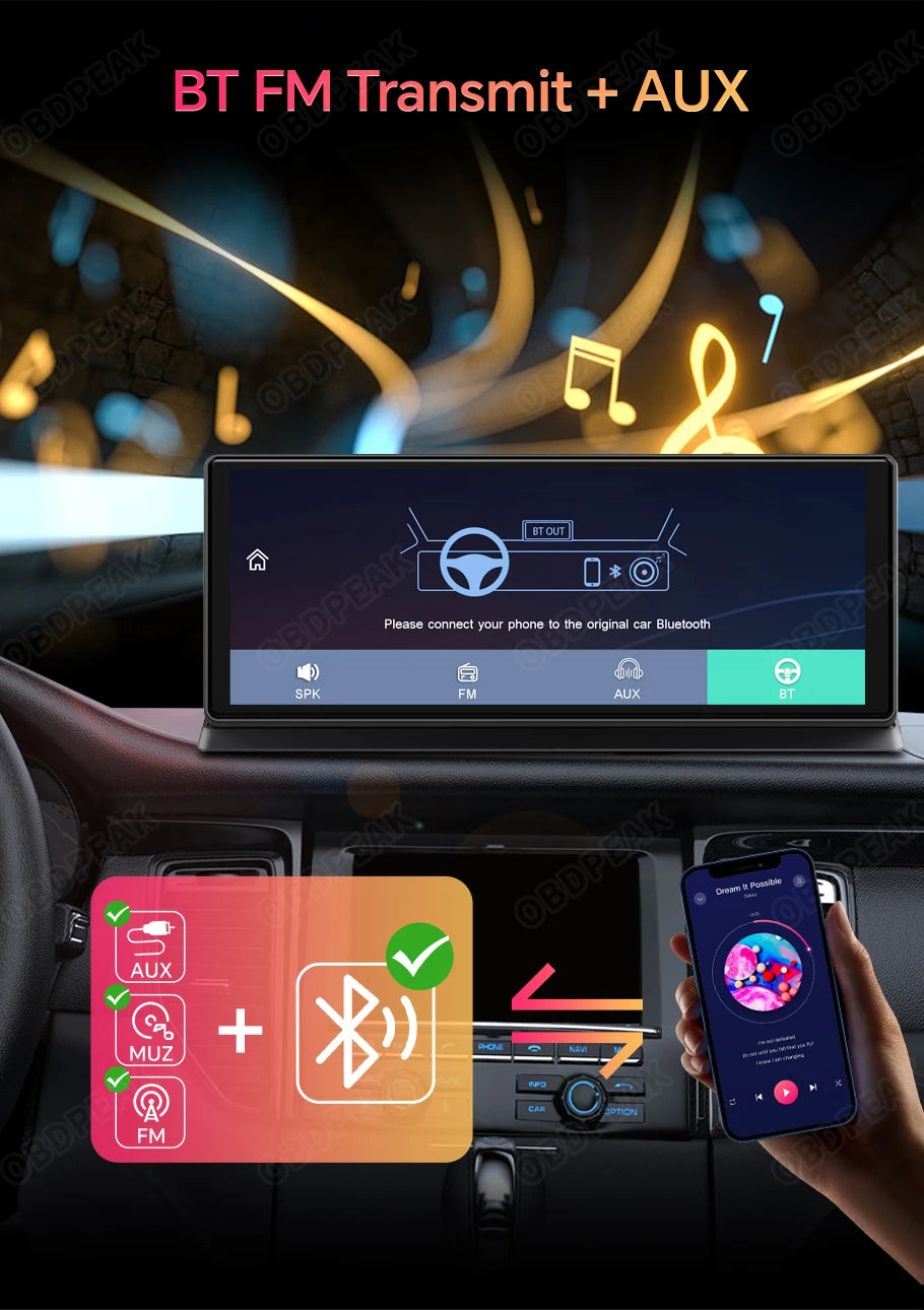 K2 Pro 11.3" Car DVR 4K Camera Wireless Carplay Dash Cam