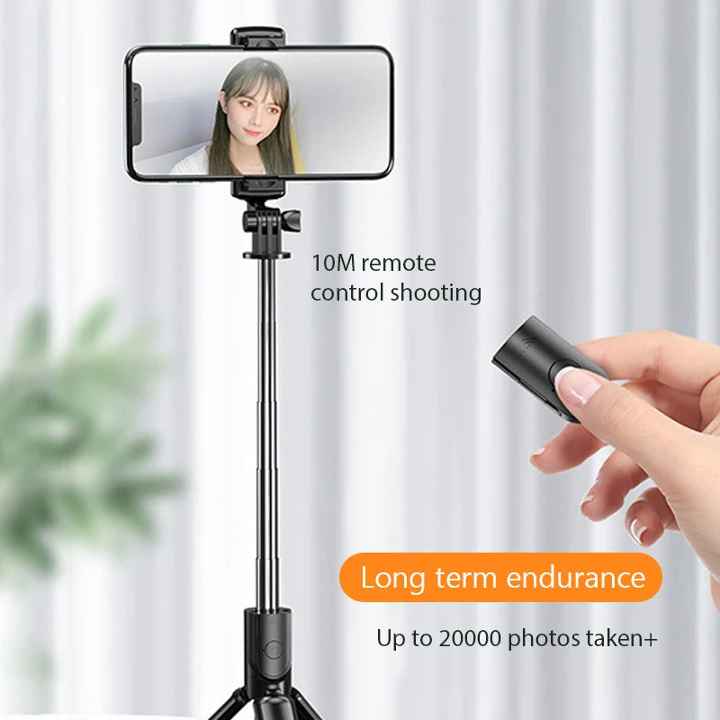 New Selfie Stick Tripod Stand with Remote Shutter Foldable Phone Holder