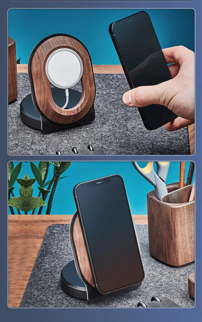 Wood Mobile Phone Base Magsafe Magnetic Charging Wireless Stand