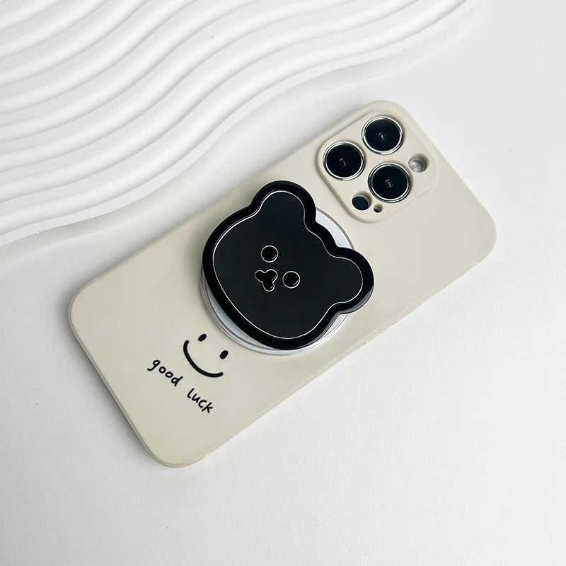 Cute Bear Mirror Magnetic Socket Grip Phone Holder