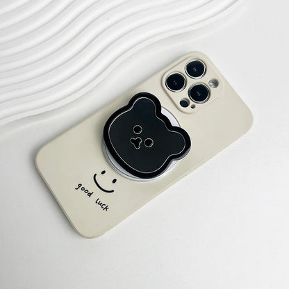 Cute Bear Mirror Magnetic Socket Grip Phone Holder