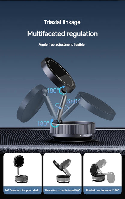 Vacuum Suction Magnetic Car Phone Holder Foldable Mirror