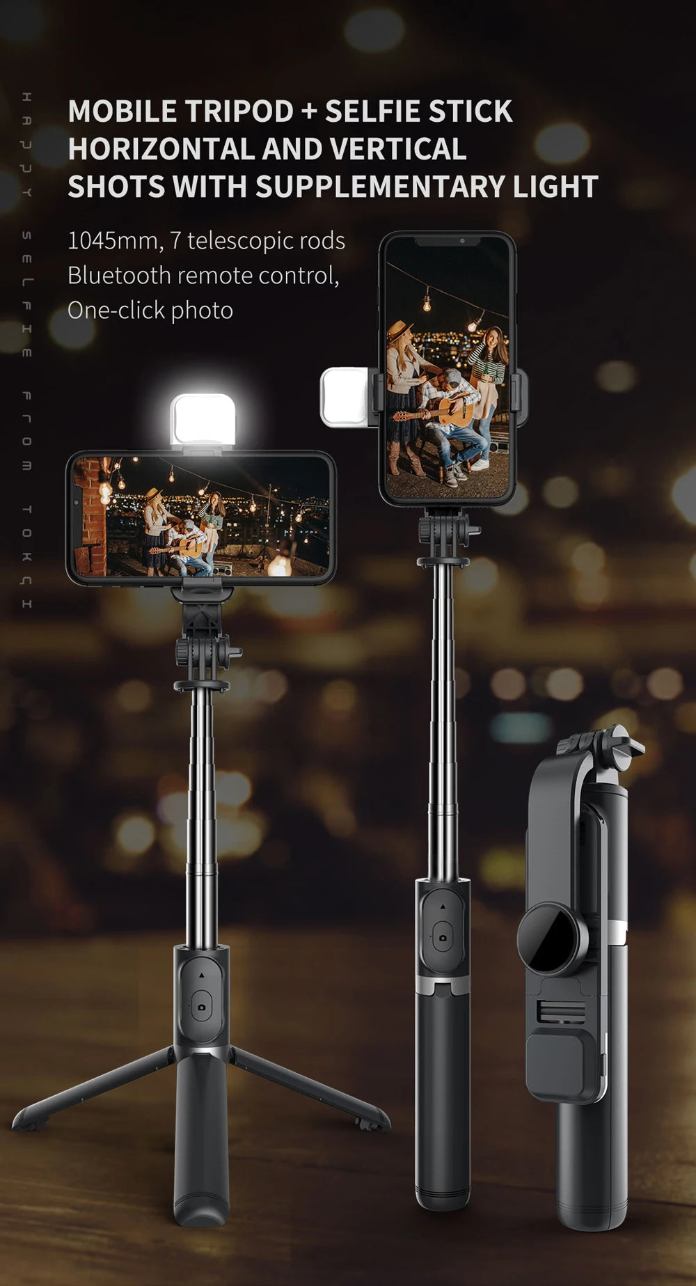 New Wireless Bluetooth Selfie Stick Tripod with Remote Extendable