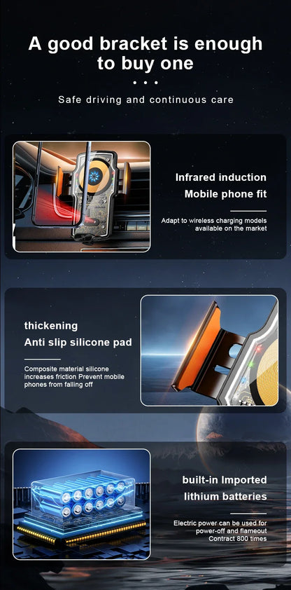 120W Magnetic Charger Car Phone Holder 15W Fast Wireless Charging