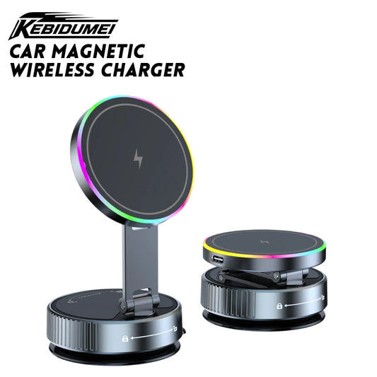 15W Vacuum Suction Magnetic Wireless Charger Phone Holder
