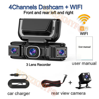 New WIFI 4Channel 360 Degree  Car Dvr 1080P Video Recorder