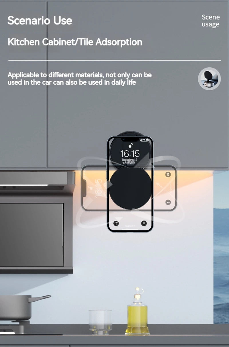 Electric Vacuum Suction Magnetic Car Phone Wireless Charger Holder