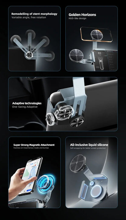 Car Phone Holder Screen Side Mount Adjustable Magnetic Support