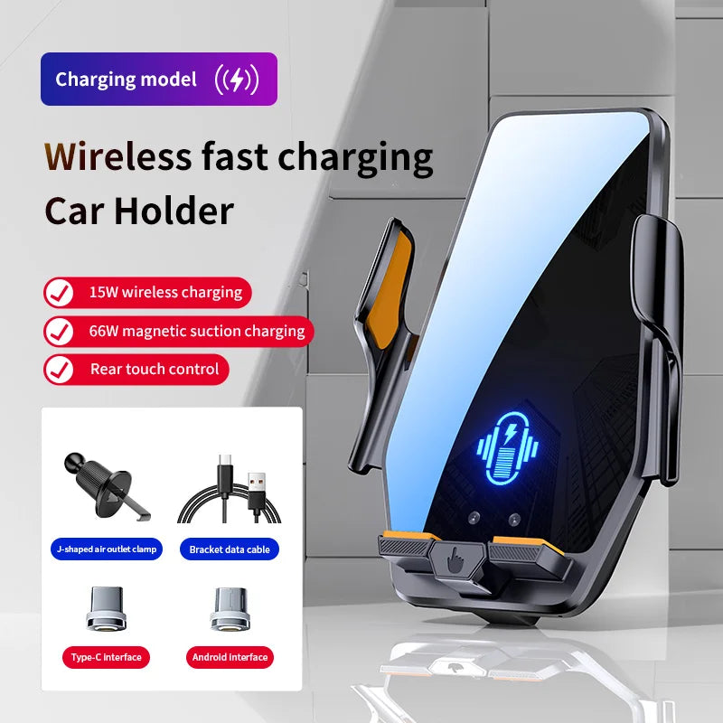 Max 66W Magnetic Head Car Phone Holder 15W Wireless Charger