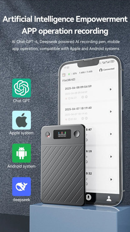 AI Voice Recorder with Display Screen 8-256GB Intelligent Note