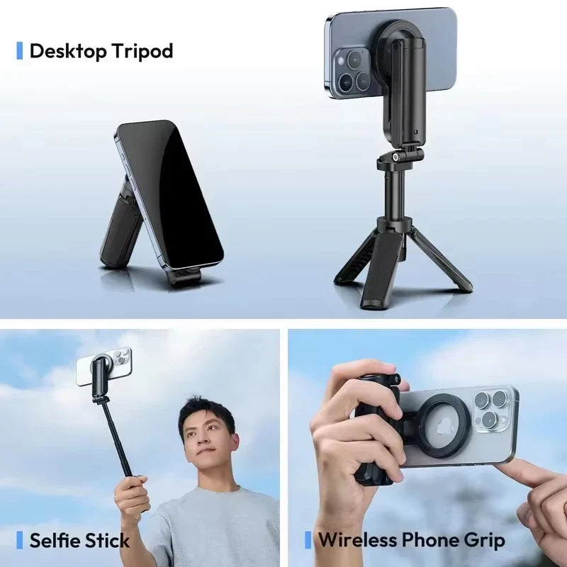 Magnetic Phone Tripod Wireless Phone Grip Selfie Stick