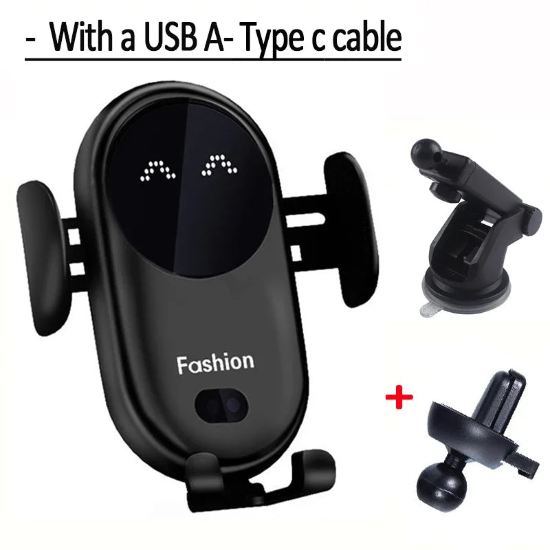 Fashion Qi Fast Wireless Charger Car Phone Holder Smart  Sensor