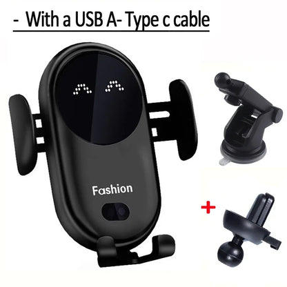 Fashion Qi Fast Wireless Charger Car Phone Holder Smart  Sensor