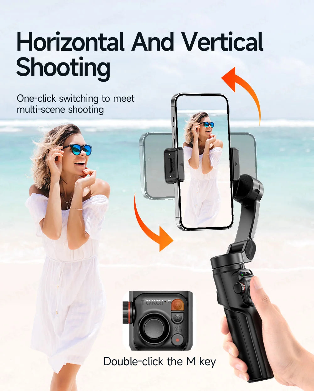 Foldable 3-Axis Phone Gimbal Stabilizer with Telescopic Rod