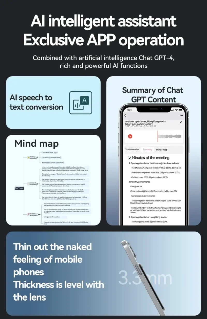AI Voice Recorder APP Control AI Notetaking Device