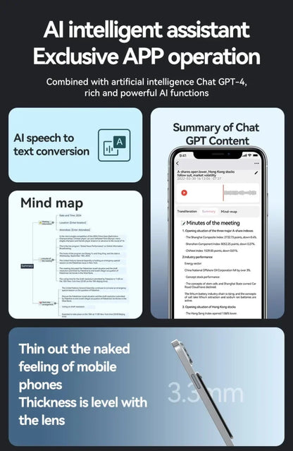 AI Voice Recorder APP Control AI Notetaking Device
