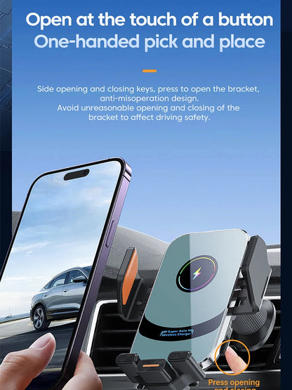 100w Qi Phone Fast Charging Magnetic Qi2 Car Wireless Charger
